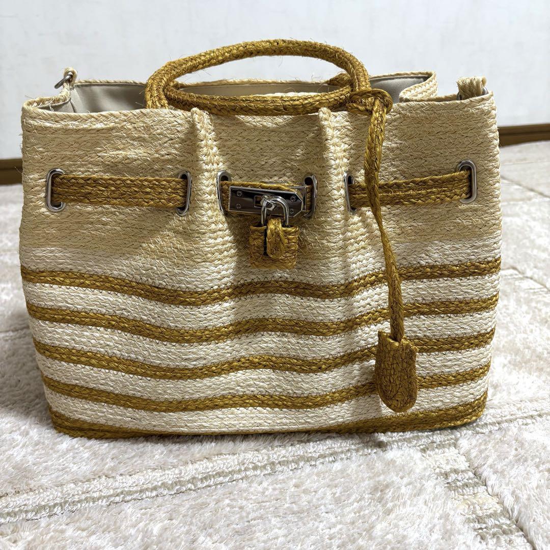 美品 BARCLAY かごバッグ ボーダー