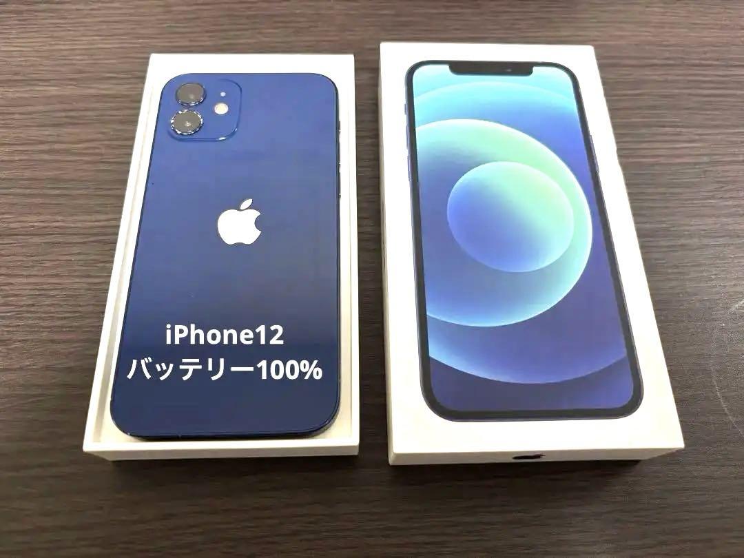 Apple iPhone 12 本体 ブルー　バッテリー100%