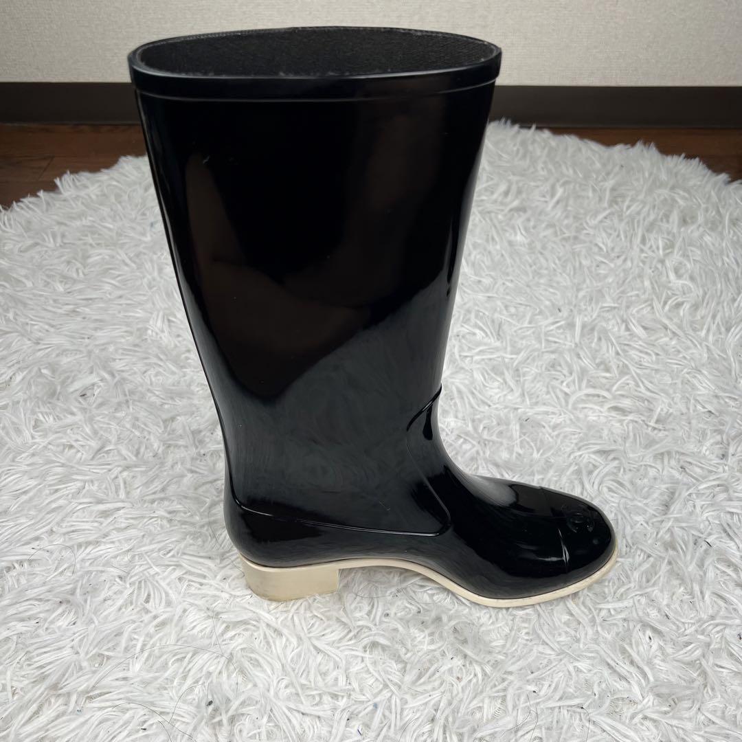 CHANEL シャネル カメリア レインブーツ ロングブーツ