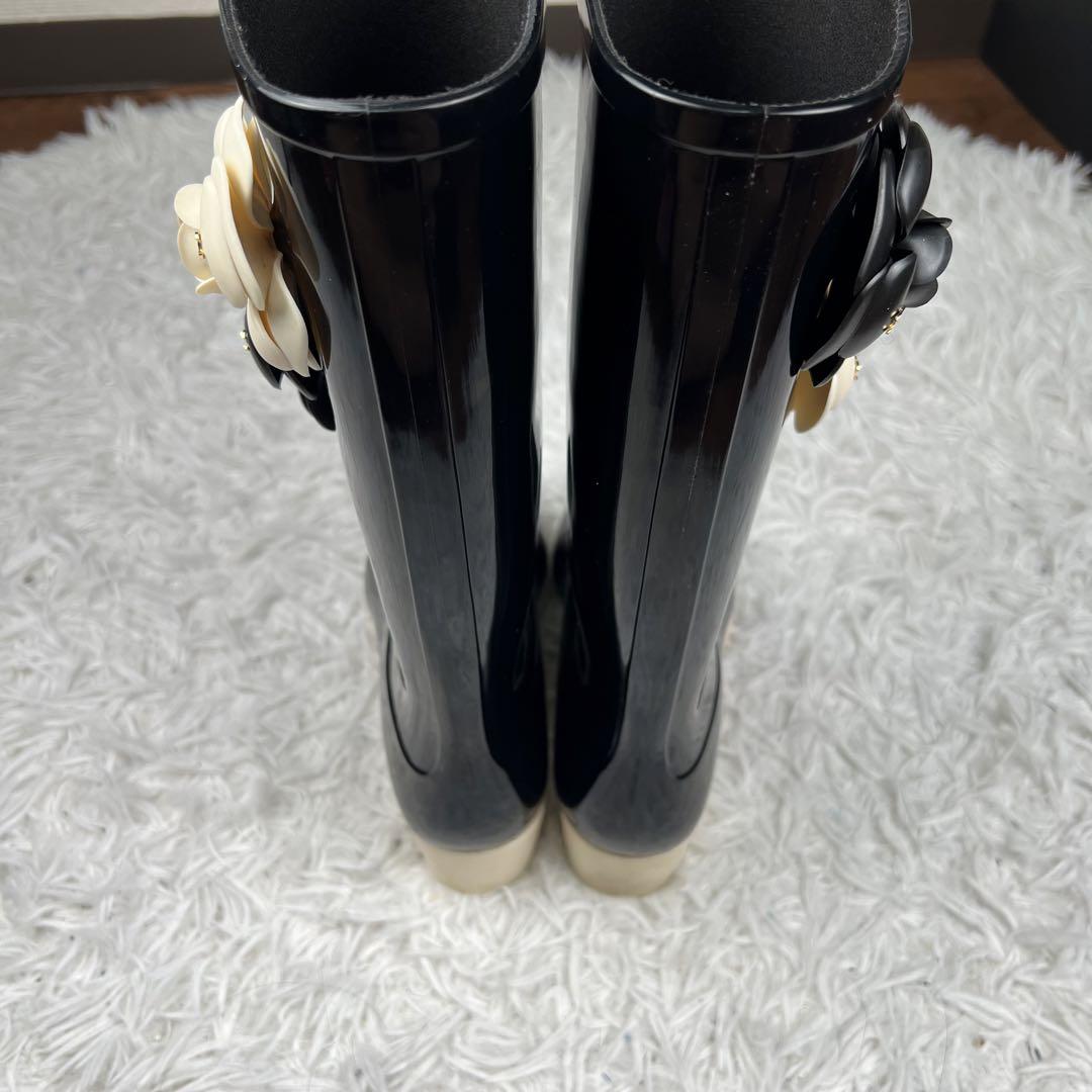 CHANEL シャネル カメリア レインブーツ ロングブーツ