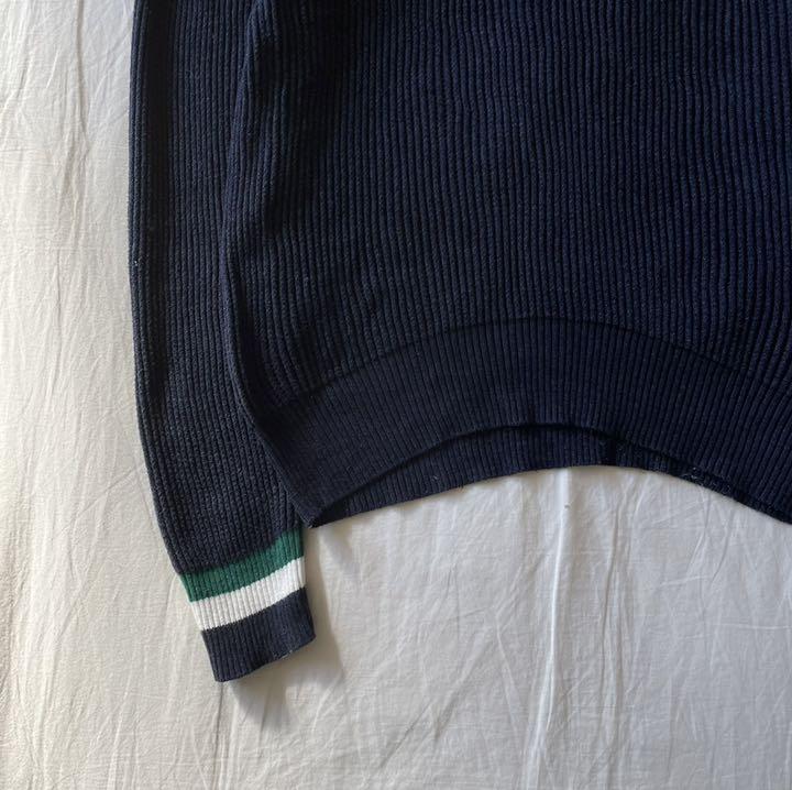 ニット⑪ FRED 刺繍 ネイビー 古着 6Zzp4-m37713183814 PERRY フレッドペリー チルデンニット セーター