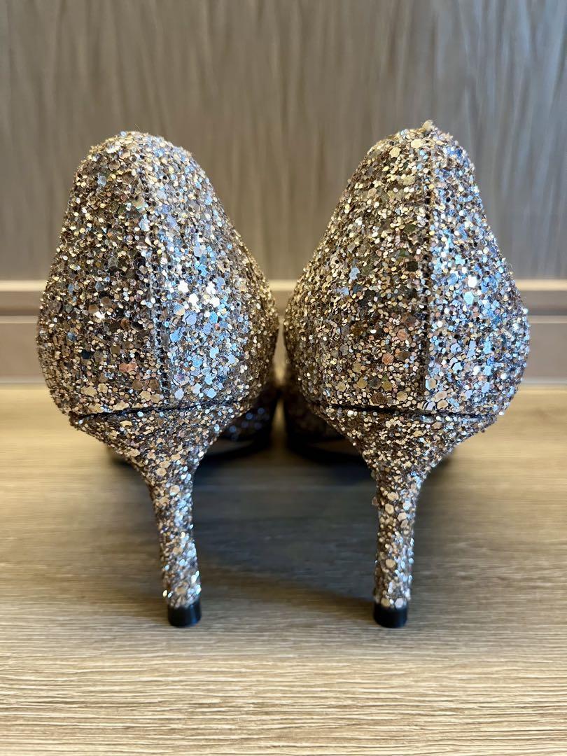 JIMMY CHOO シルバー グリッター ハイヒール　37