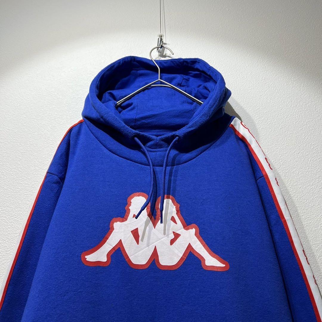 【US規格】希少 Kappa ビッグシルエット ロゴ パーカー ブルー 青 XL