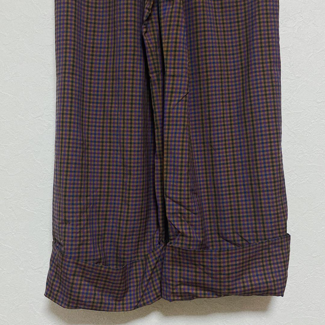 ギンガムチェック ワイドパンツ