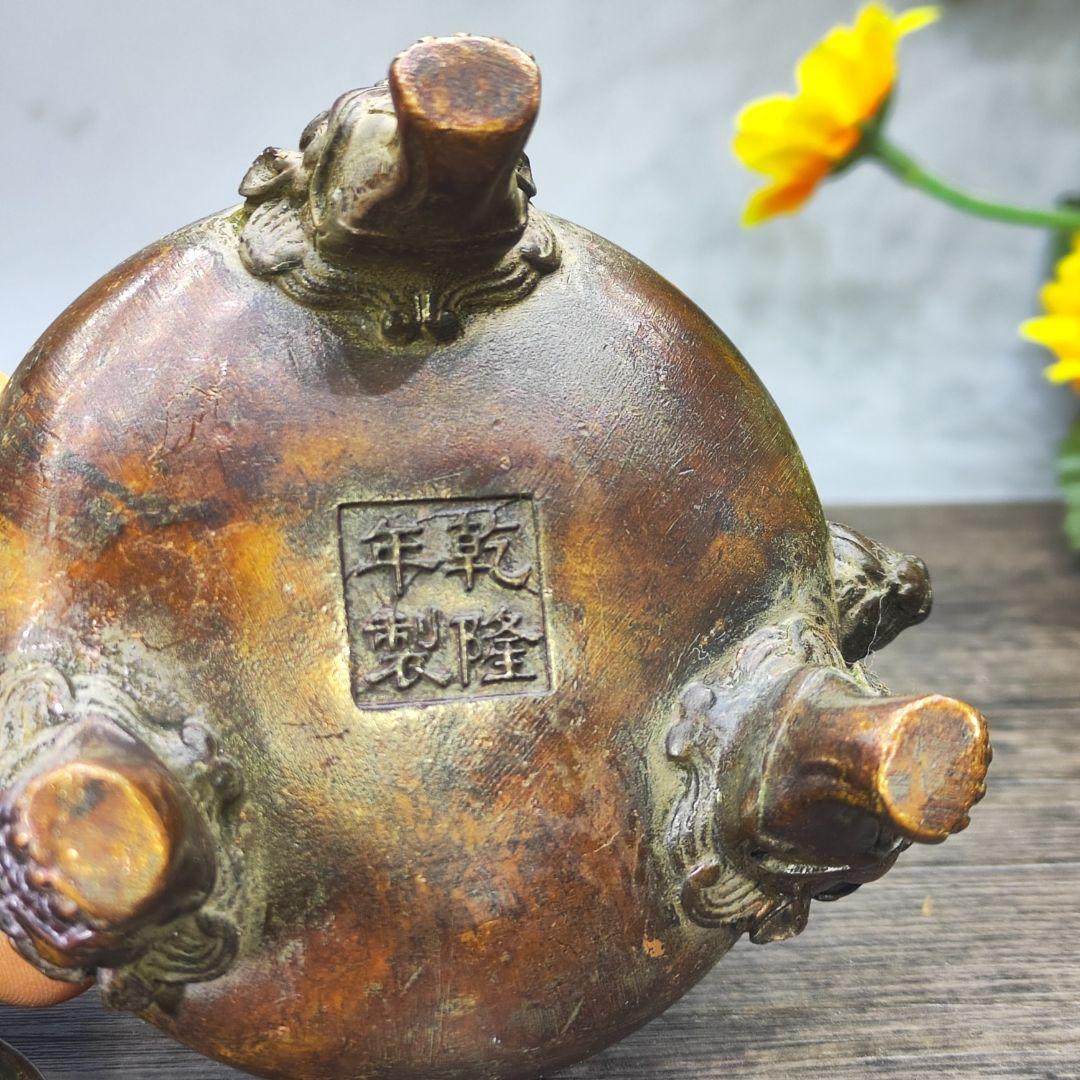 両耳如意尊三本足香炉 香道具   装飾品   現代工芸品 美術品 置物 柔らかな質感の 今日の超目玉】 装飾品 香道具 両耳如意尊三本足
