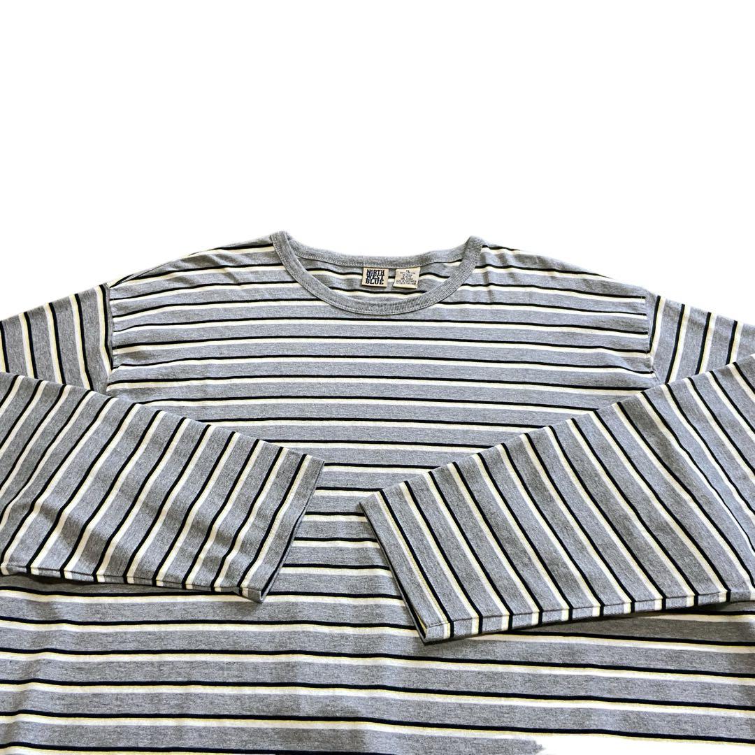 90s NORTH WEST BLUE マルチボーダー tee ロングTシャツ