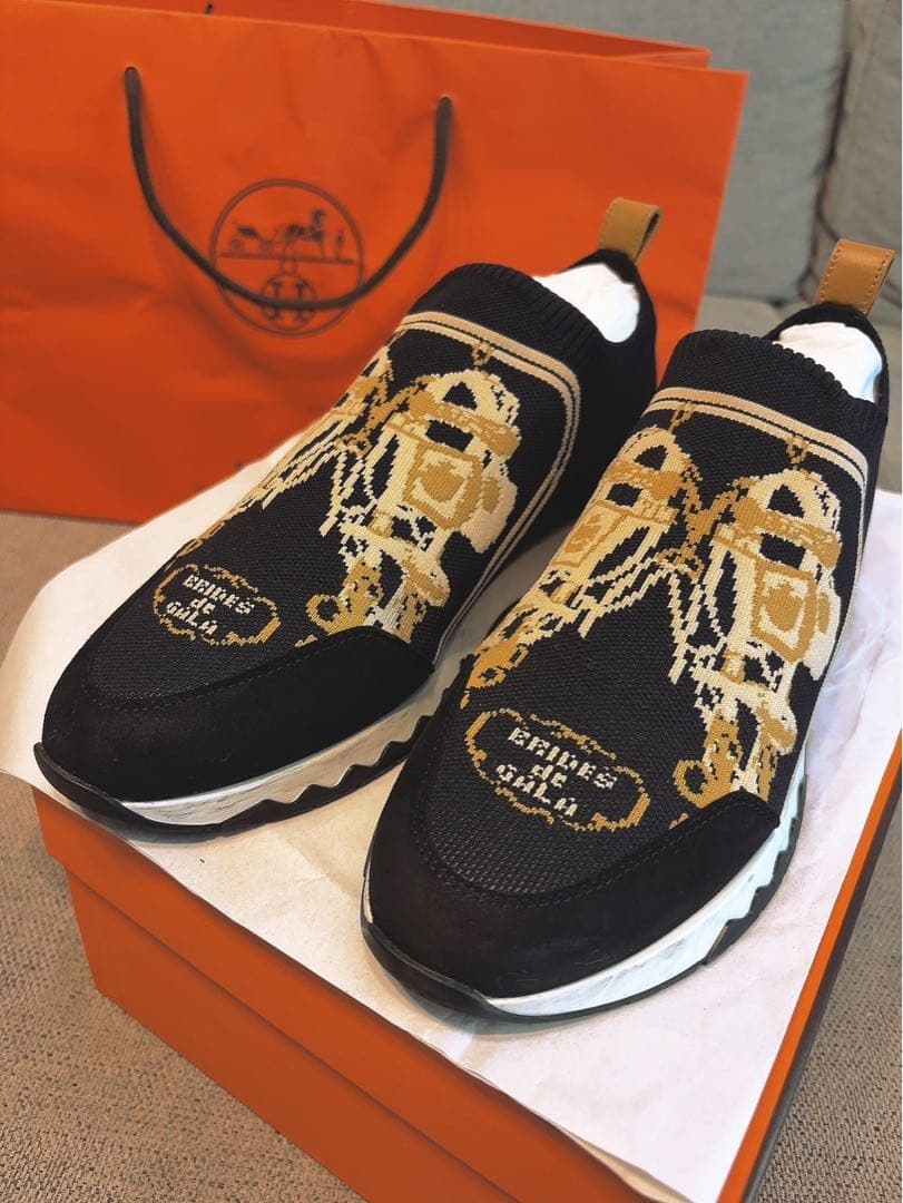 HERMES エルメス　ブリッド ドゥ ガラ ニット スニーカー