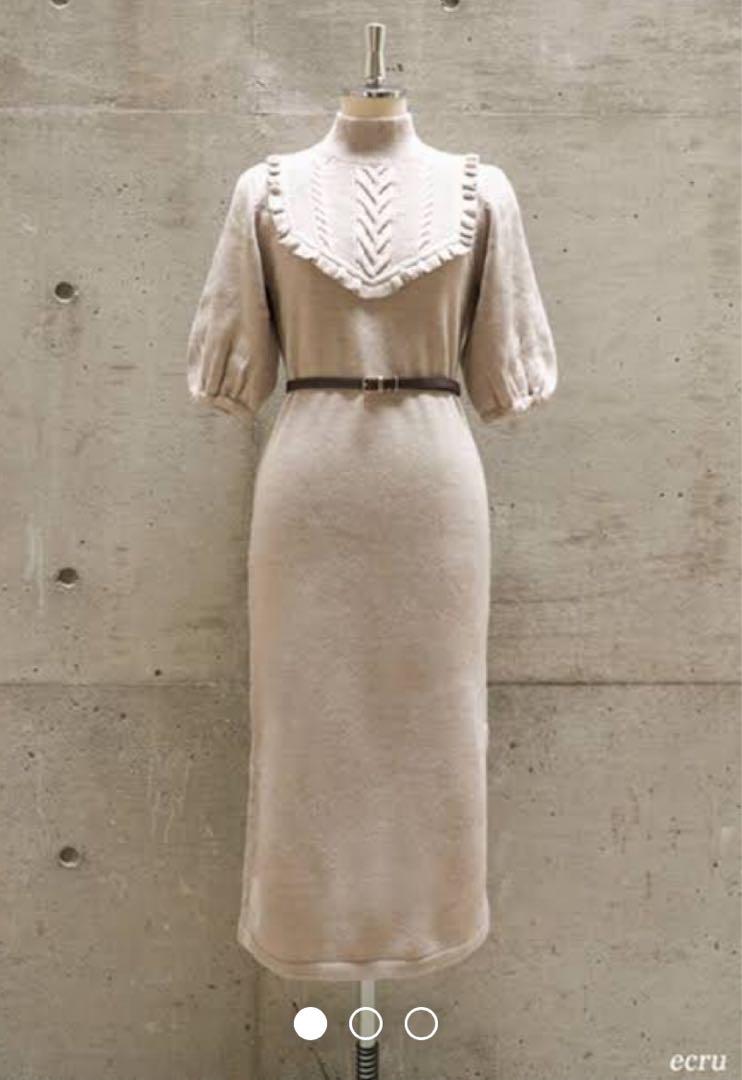 Herlipto Belted Ruffle Cable-Knit Dress