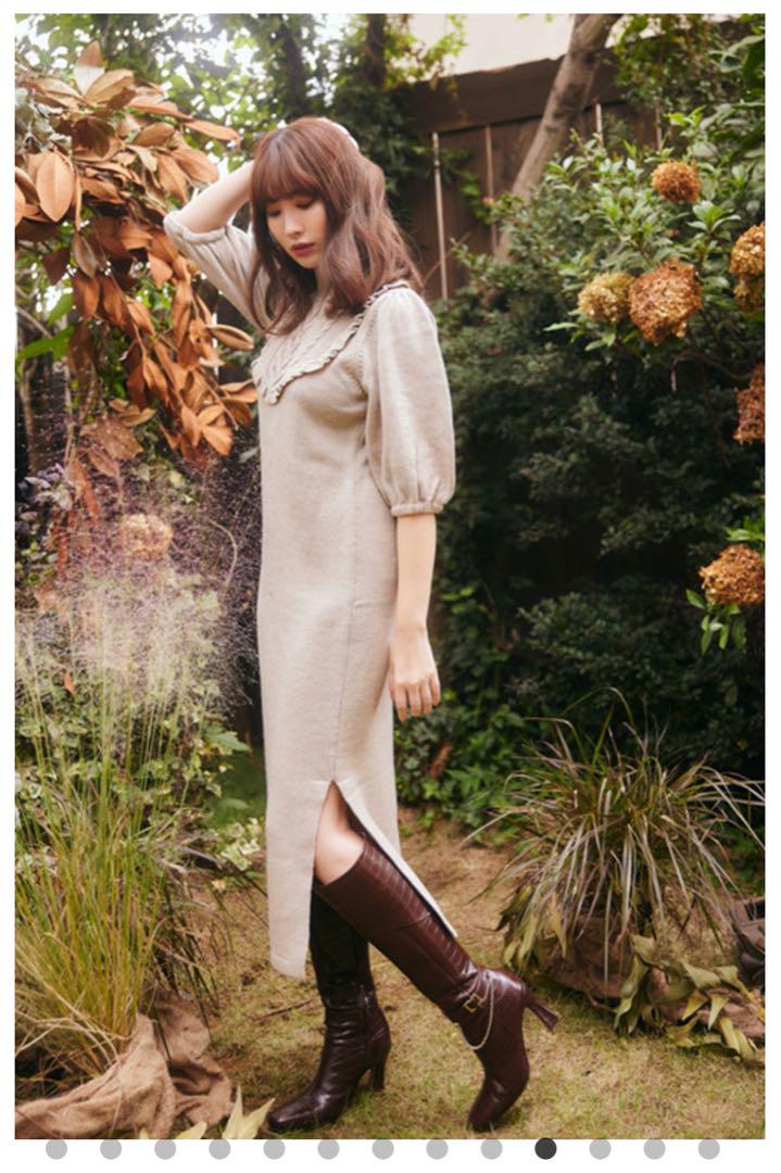 Herlipto Belted Ruffle Cable-Knit Dress