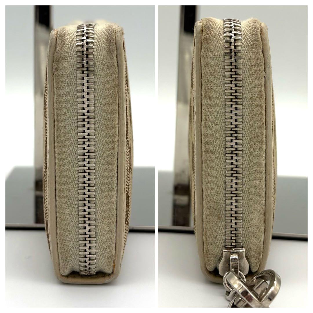 美品✨グッチ 長財布 キャンバス ベージュ ラウンドファスナー GG柄 総柄
