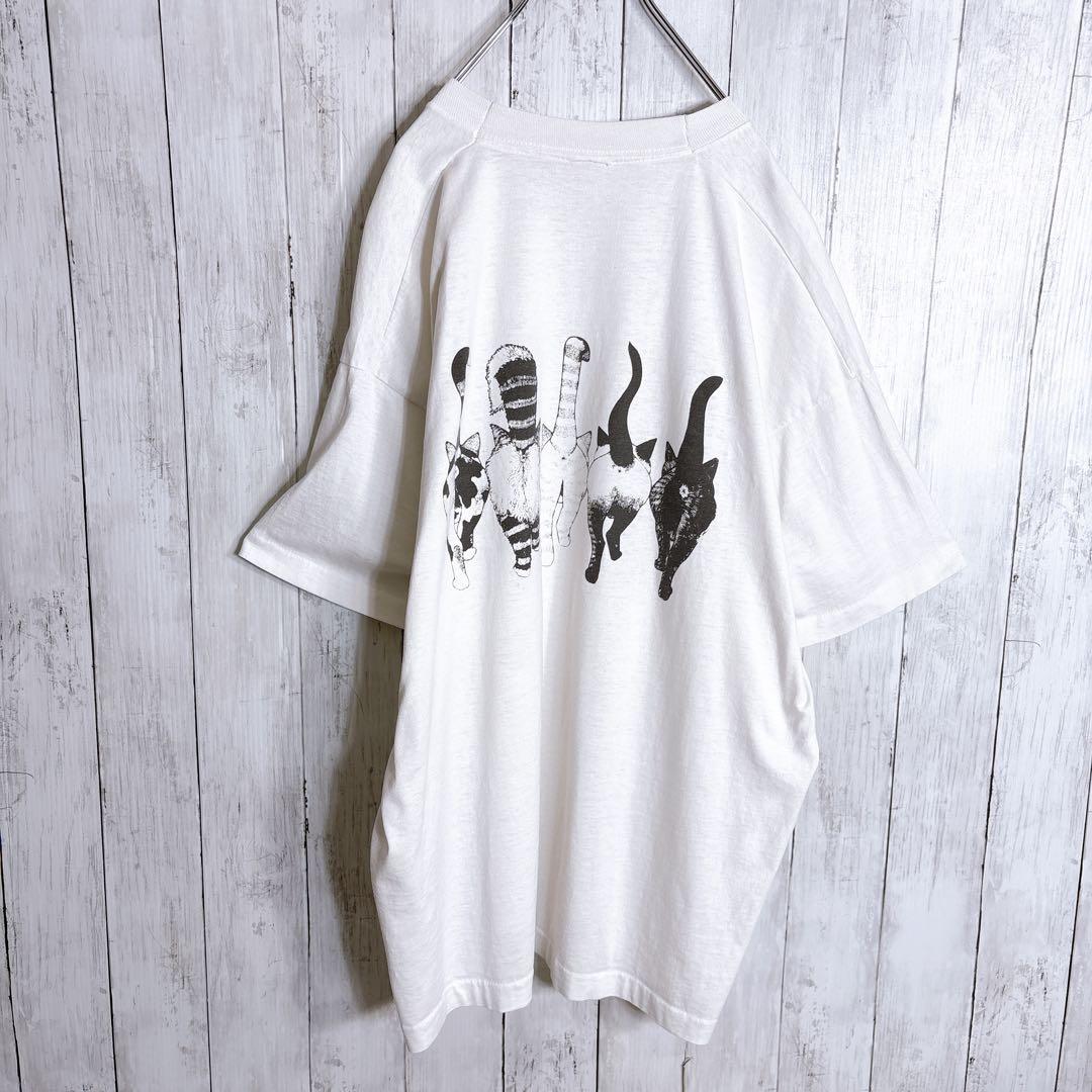 【在原みゆ紀着用】90s ネコ 猫 cat アニマル 動物 Tシャツ #255