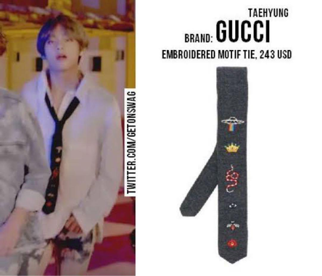 GUCCI 20SS エンブロイダリーネクタイ 「BTSテテ着用」