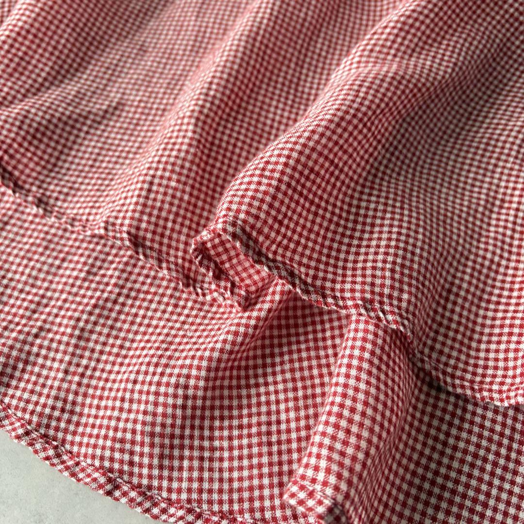 極美品　Haddow　麻100%　チェック　Aライン　ロングシャツワンピース