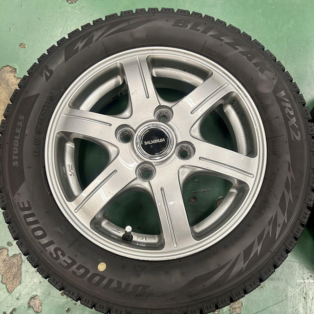 中古スタッドレス&アルミ155/65R13ブリザック　軽自動車用