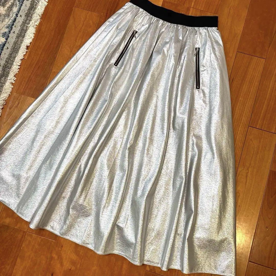 【Spick&Span 】シルバー　スカート　フレアスカート　ロング