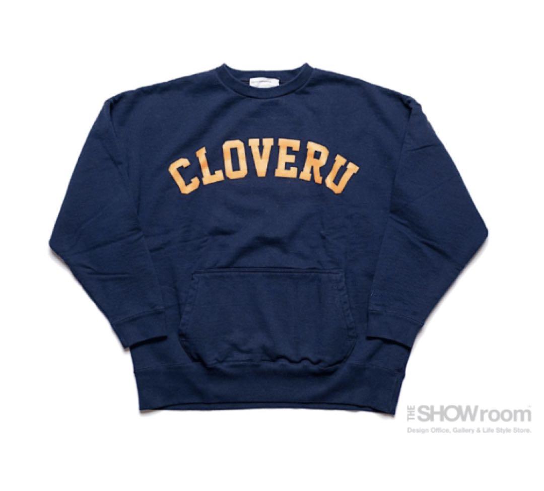 うちわ付 WIDE SWEAT CLOVERU LOGO CREW Navy 画像1