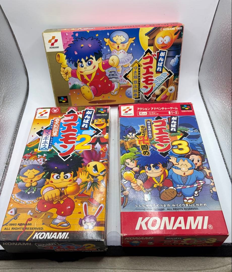 3本セット スーファミ がんばれゴエモン ゆき姫救出絵巻 2 3 箱説付きKONAMI