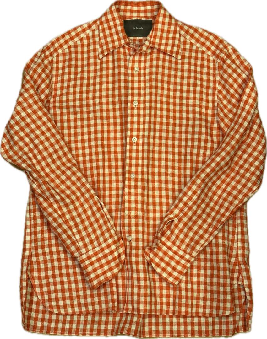 【美品】la favola ラファーボラ 23ss ギンガムチェックリネンシャツ