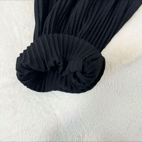黒 プリーツ サルエルパンツ