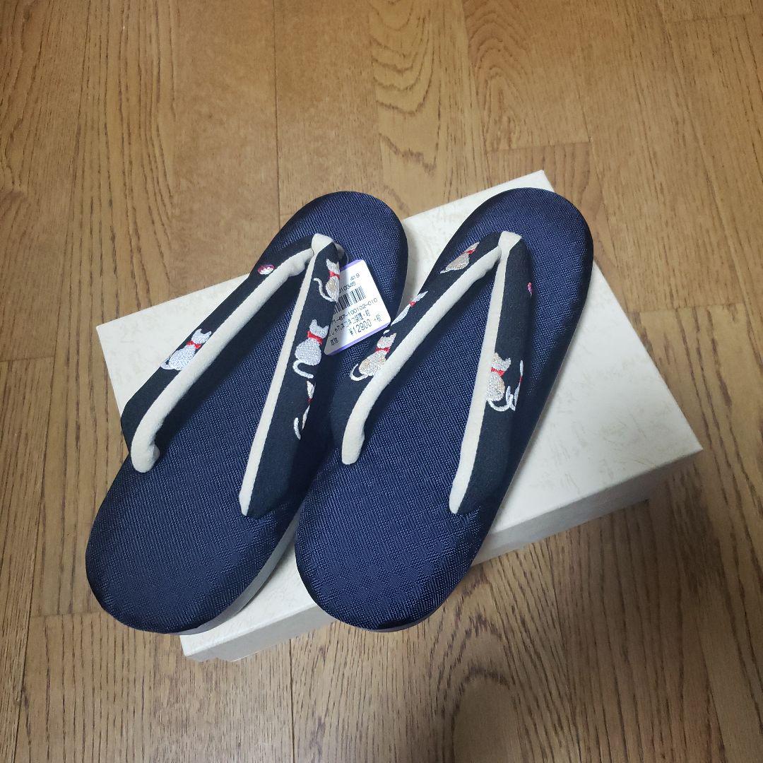 おしゃれ草履　ネコ柄