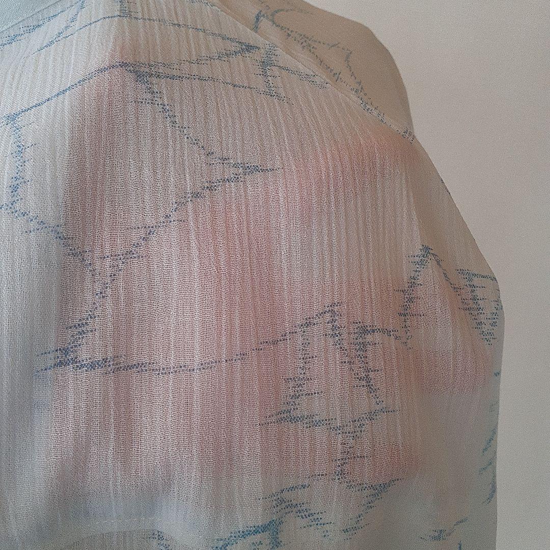 着物リメイク　縮(ちぢみ)の着物からスタンドカラーAラインワンピース