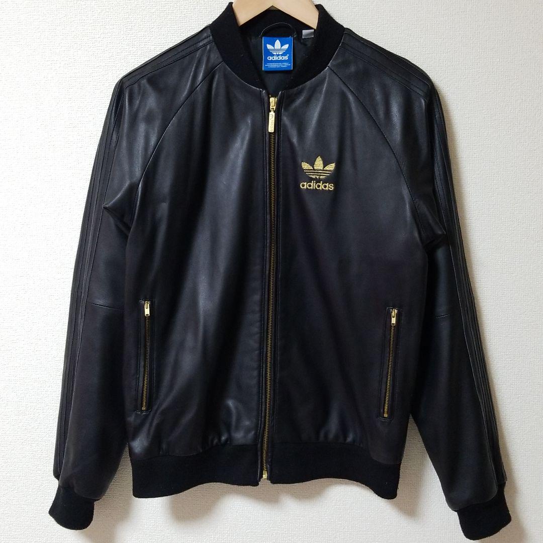 2022お買い得 adidas レザートラックジャケット BLACK×GOLD RBNpJ-m37780411976 originals 最新作豊富な