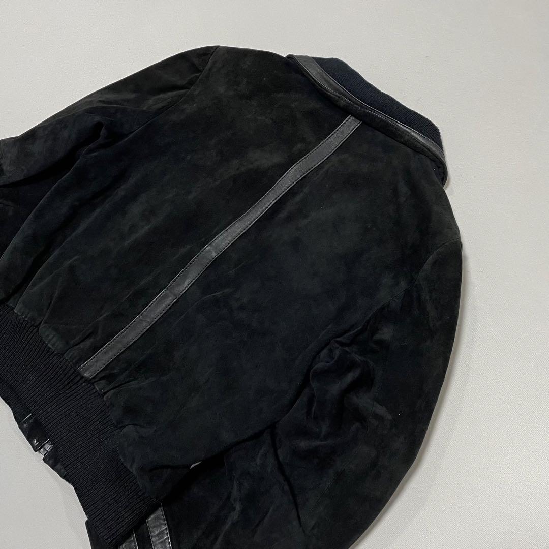 90s Vintage スエードレザー 切替 シングル ライダース 短丈 パンク