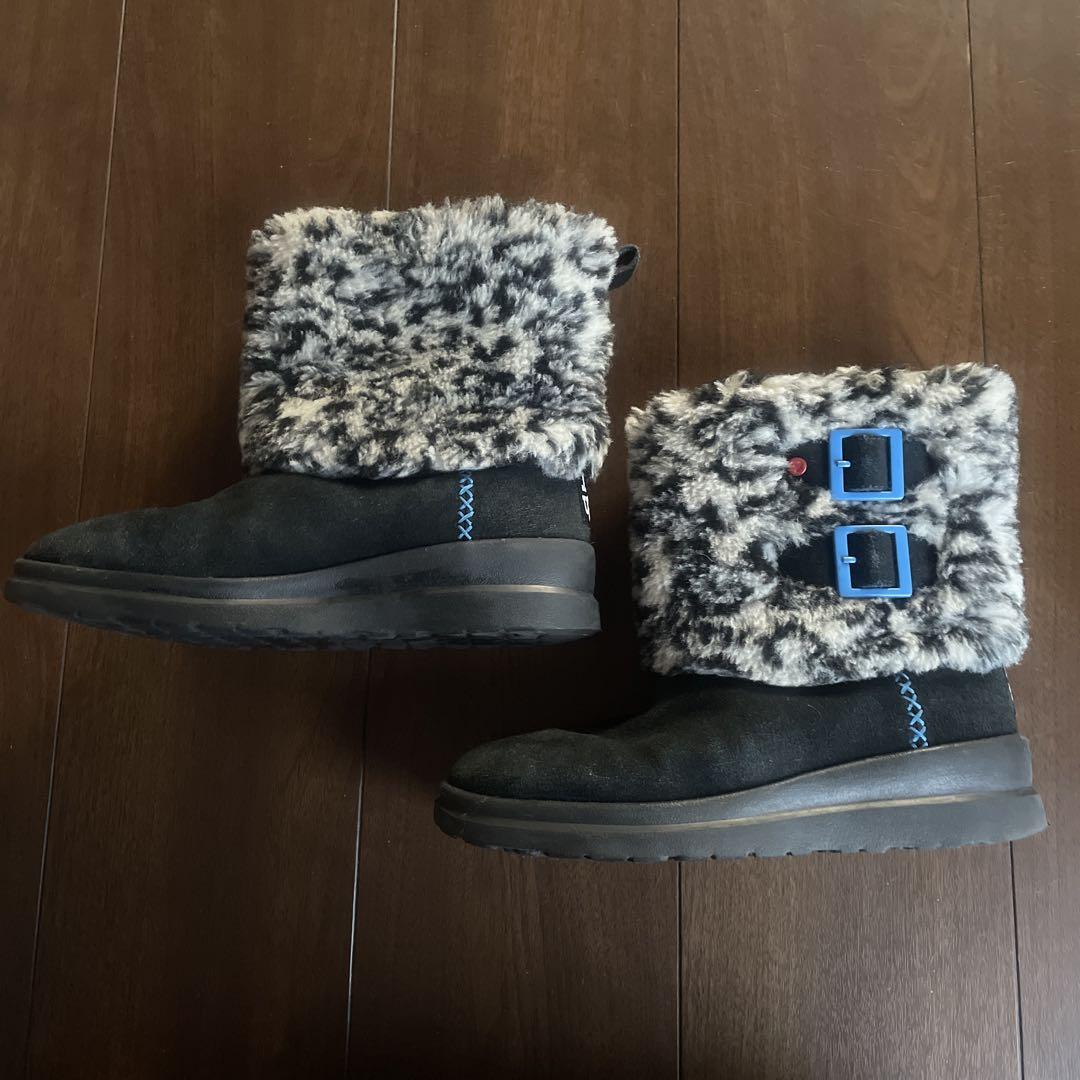 アグUGG ムートンブーツ 黒 ファー付き