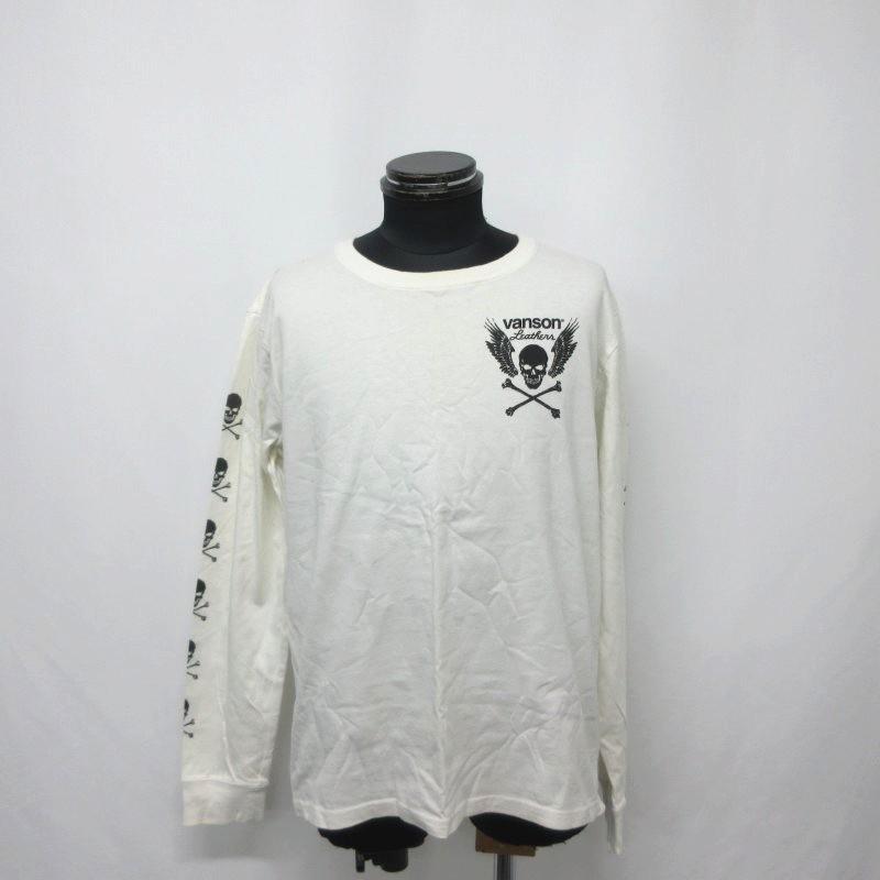 vanson ベンソンのロングスリーブ VANSON バンソン ロンT ボーン 刺繍ワッペン 起毛プレーティング