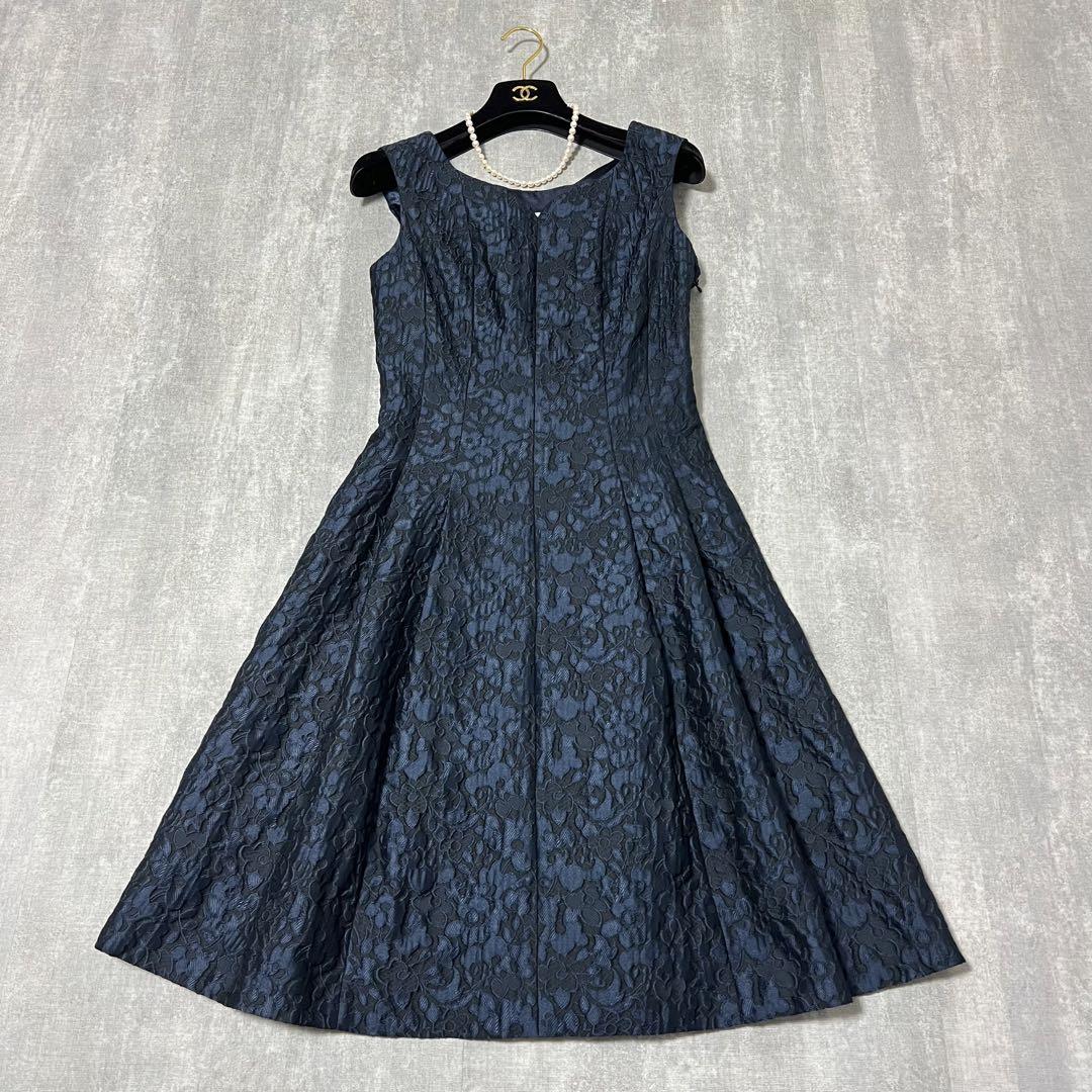 iNFINE アンフィニ ワンピース ドレス 花柄 ジャガード レースアップ M