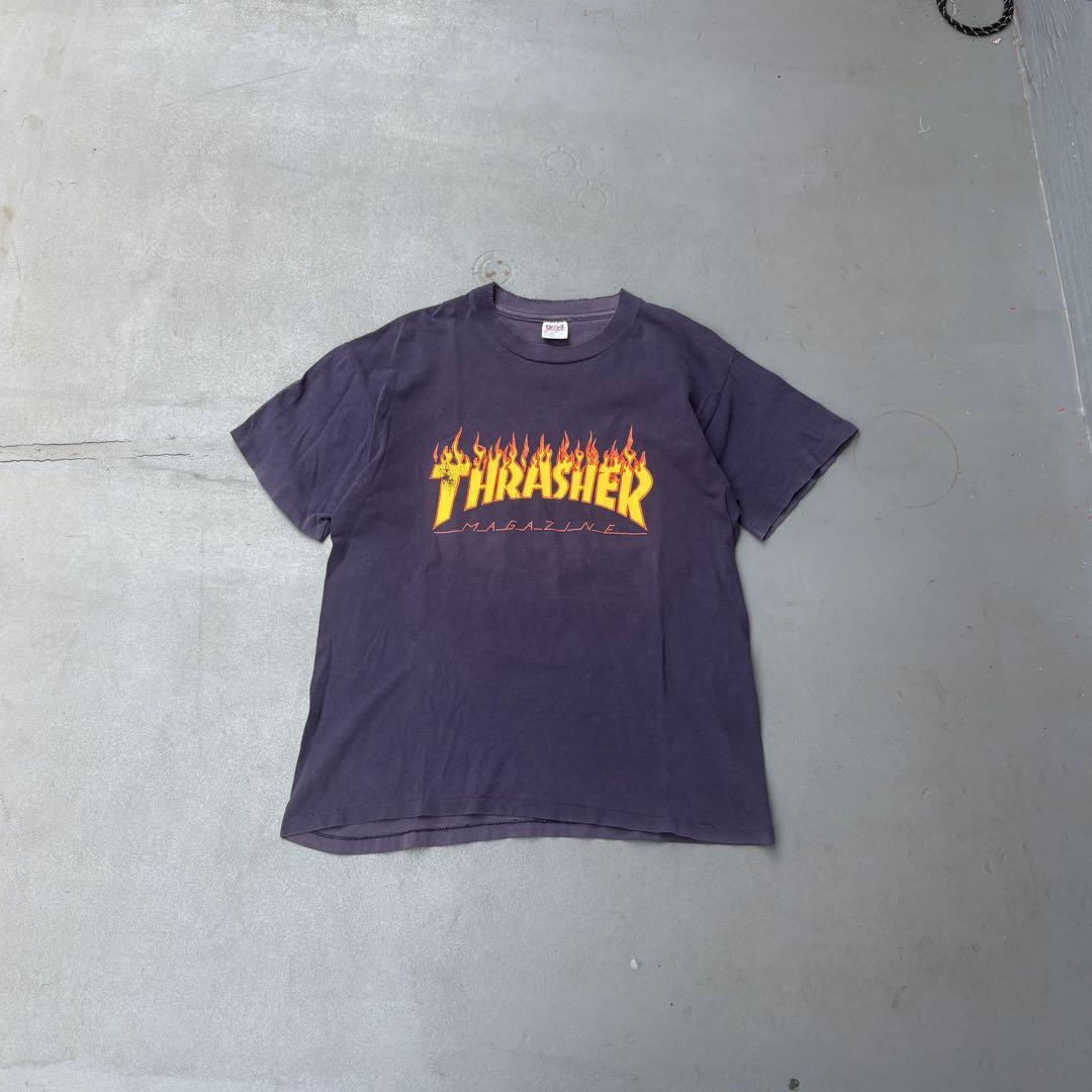 90s THRASHER USA製 フレイムロゴ anvil tシャツ フェード
