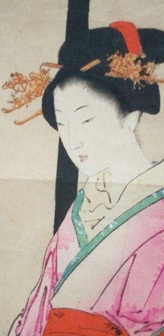 小説の口絵木版画、渡辺省亭画、明治37年作品