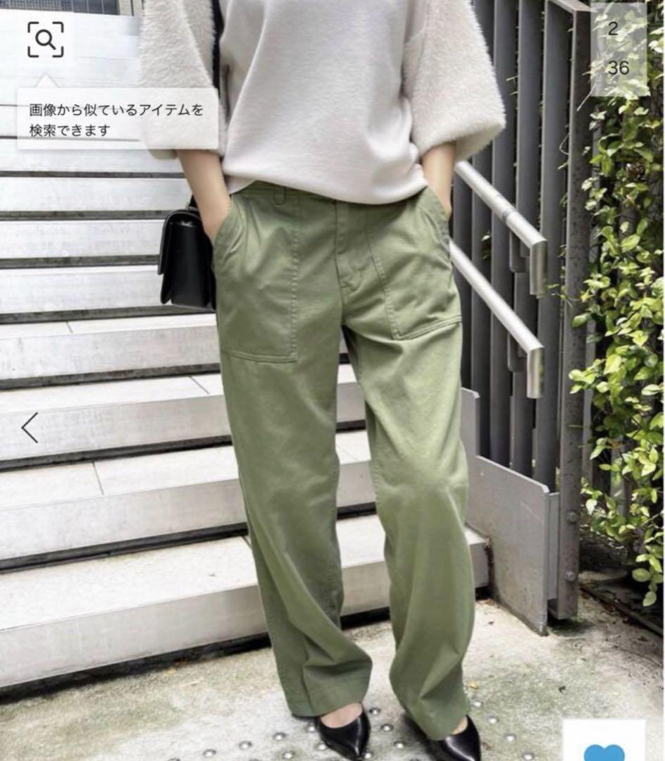 Spick and Span ルーズベイカーパンツ　カーキ40