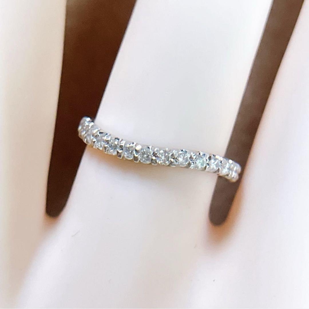 【5817】 天然ダイヤモンド 0.25ct ハーフエタニティ ウェーブ 8号