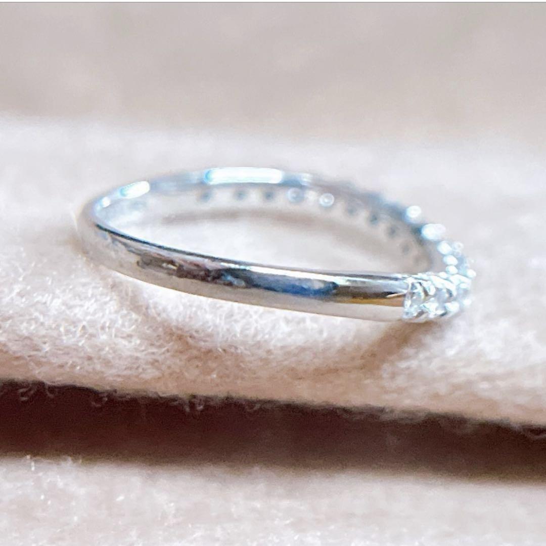 【5817】 天然ダイヤモンド 0.25ct ハーフエタニティ ウェーブ 8号