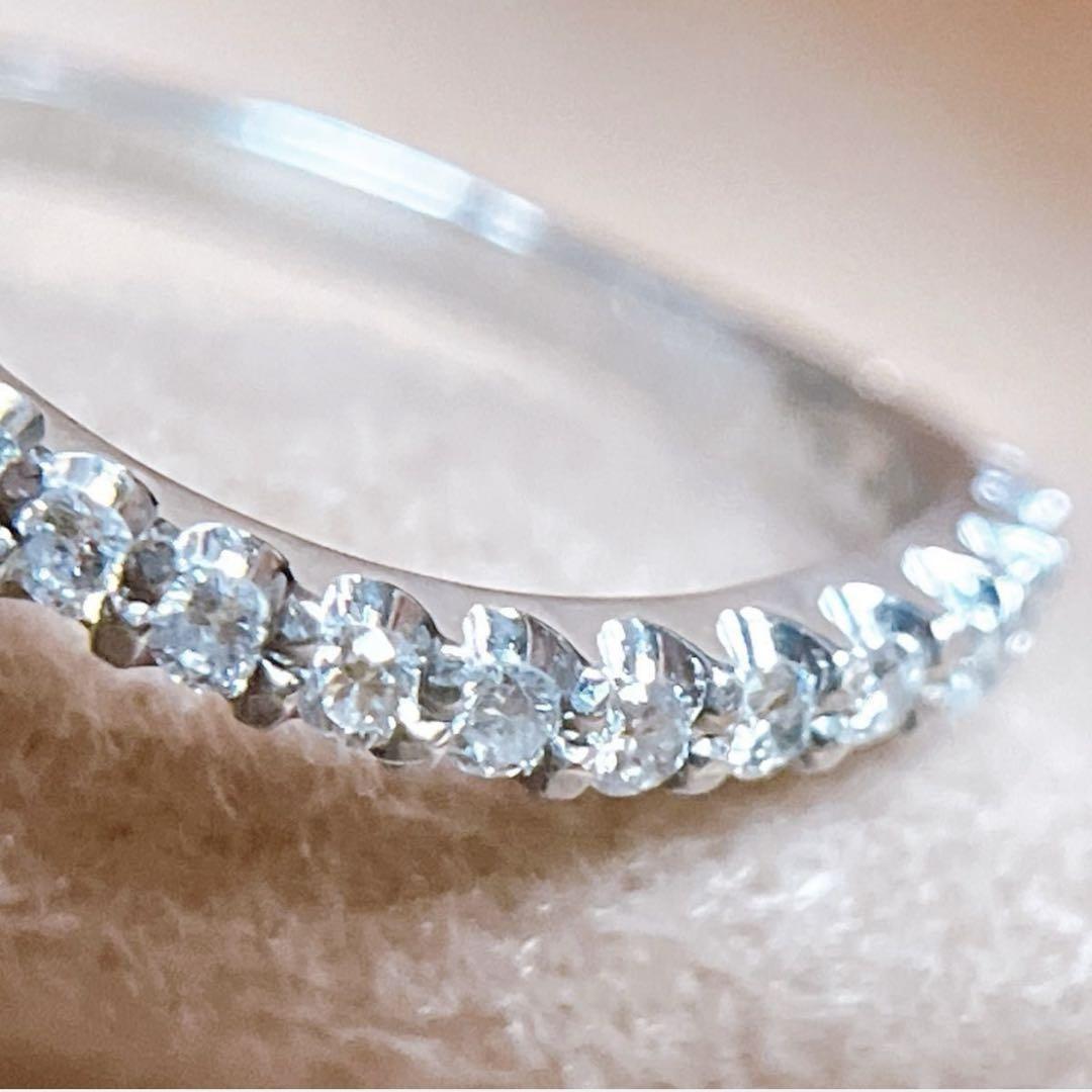【5817】 天然ダイヤモンド 0.25ct ハーフエタニティ ウェーブ 8号