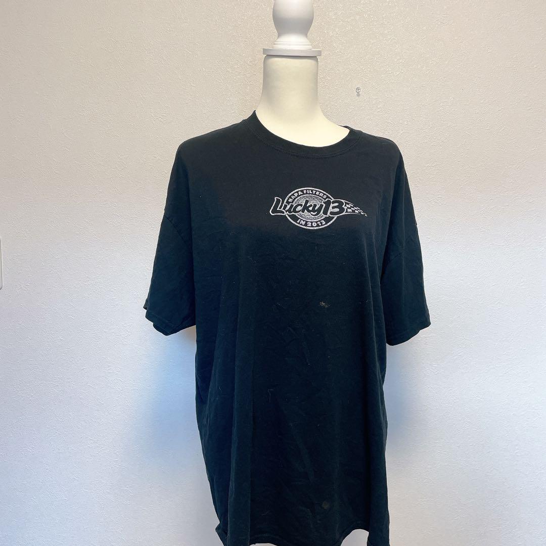GILDAN Lucky 13 ロゴ Tシャツ ブラック