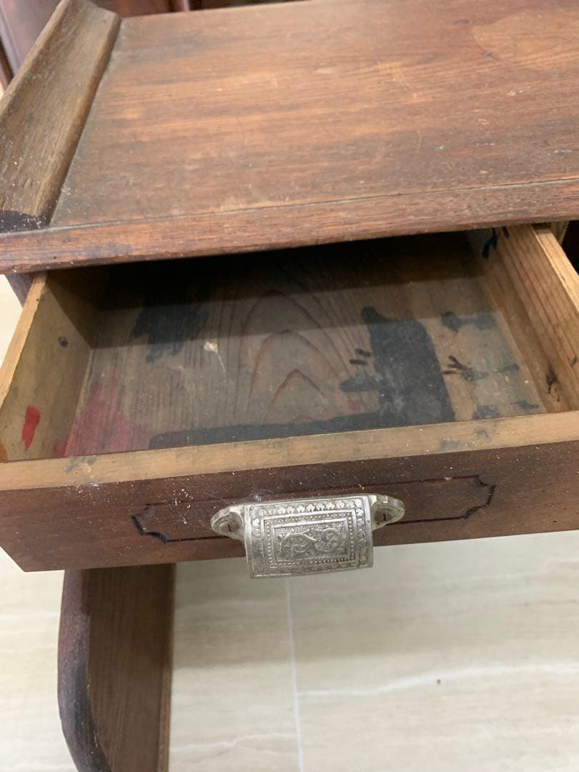 木製座卓 2引き出し付き アンティーク学習机 木製座卓 2引き出し付き アンティーク学習机