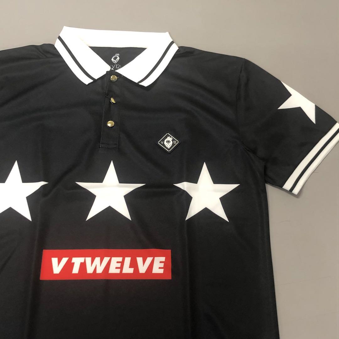 【楽天ランキング1位】 5 未使用タグ付☆V12 STAR ブラック メンズM ポロシャツ POLO メンズウェア