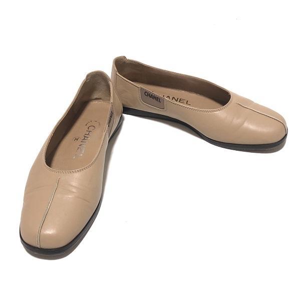 【美品】CHANEL シャネル レザー フラット シューズ パンプス 5 1/2