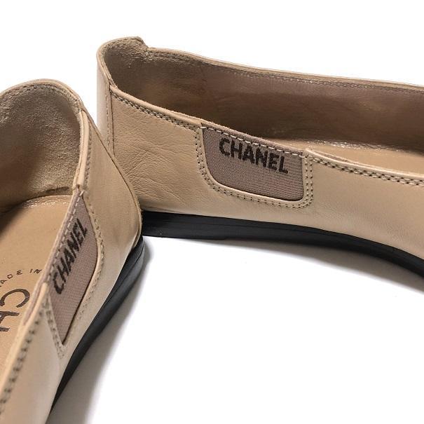 【美品】CHANEL シャネル レザー フラット シューズ パンプス 5 1/2