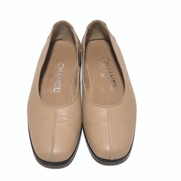 【美品】CHANEL シャネル レザー フラット シューズ パンプス 5 1/2