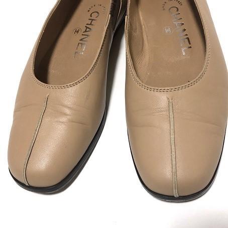 【美品】CHANEL シャネル レザー フラット シューズ パンプス 5 1/2