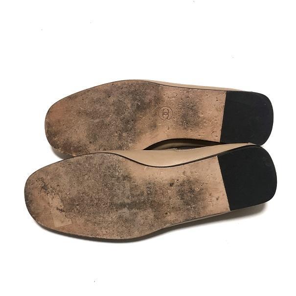 【美品】CHANEL シャネル レザー フラット シューズ パンプス 5 1/2
