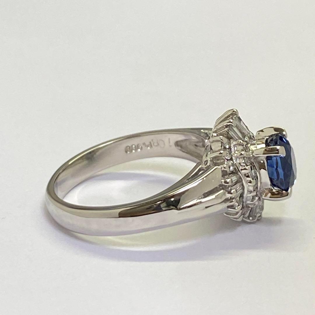 Pt900　天然サファイヤリング　S1.08ct　鑑別書付き　プラチナ　匿名配送 Pt900 天然サファイヤリング S1.08ct 鑑別書付き プラチナ 匿名