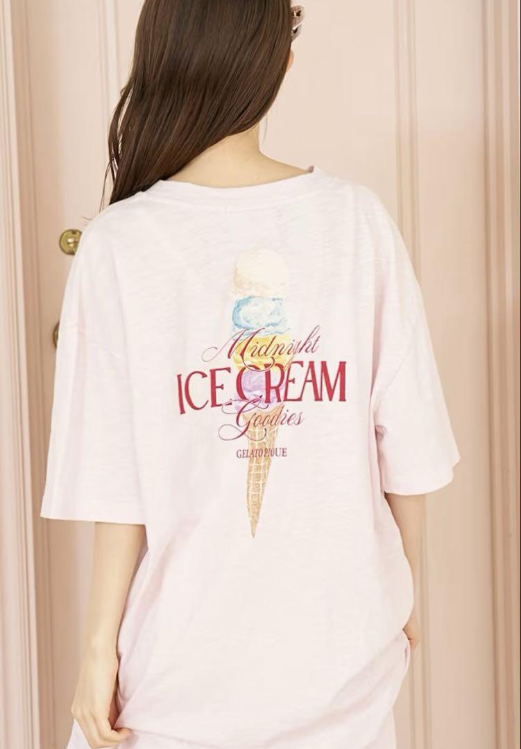 ジェラートピケ【接触冷感】ICEジャガードプルオーバー　ビッグtシャツ ピンクルームウェア・パジャマ
