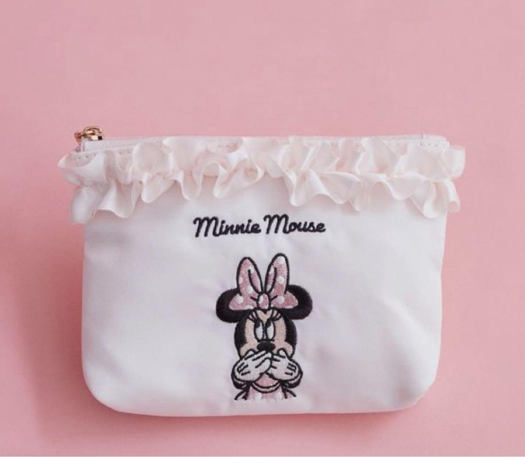 Maison de FLEUR Minnie Mouse 刺繍フリルポーチ