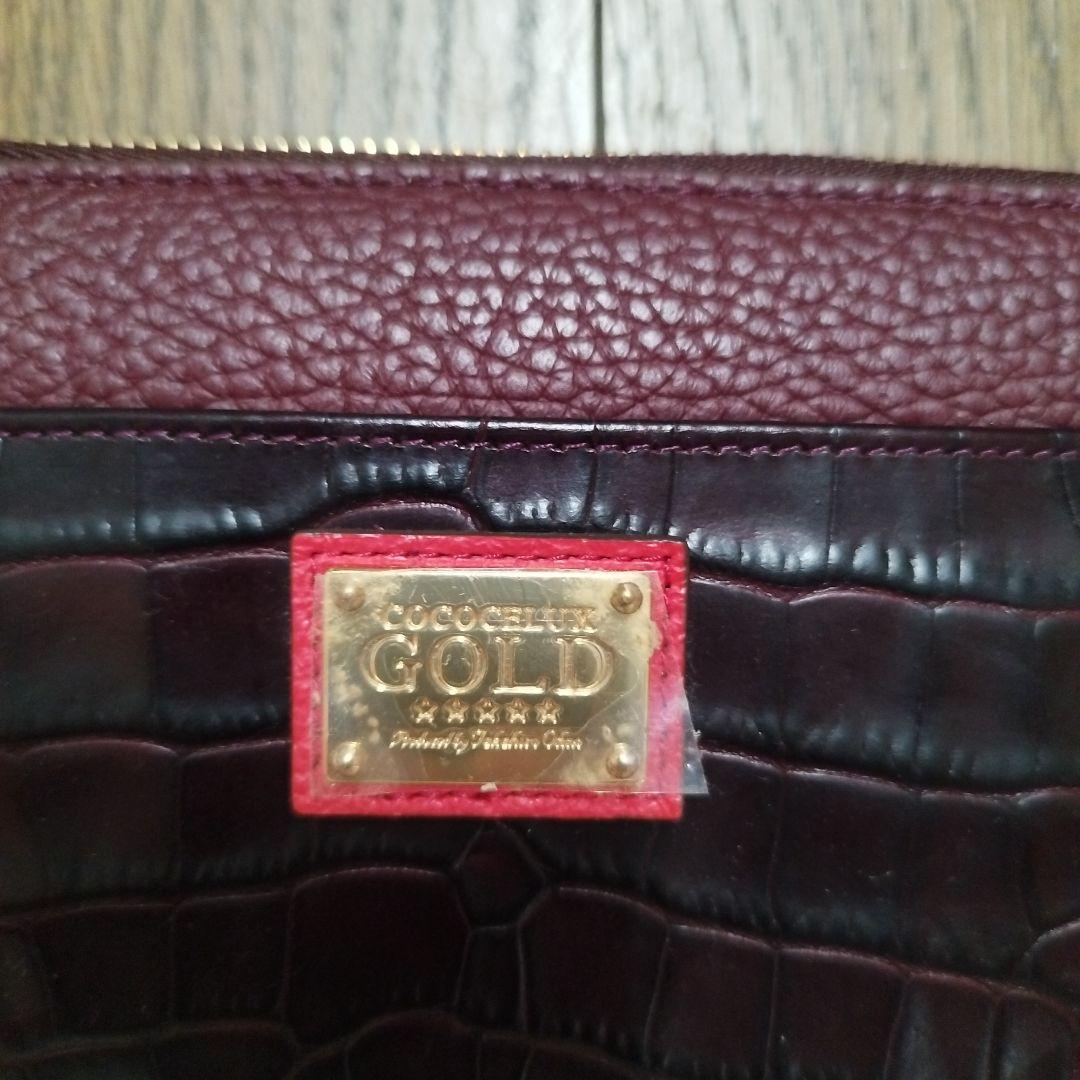 新品未使用】COCOCELUX GOLD シュリンク クロコ型押し長財布 赤