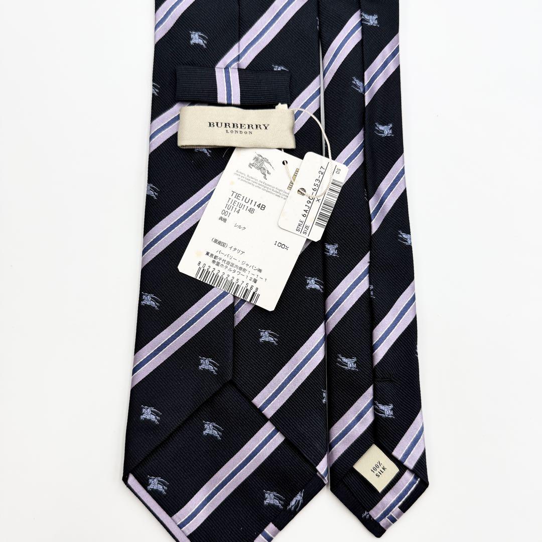 【未使用】BURBERRY LONDON ネクタイ ネイビー レジメンタル　総柄
