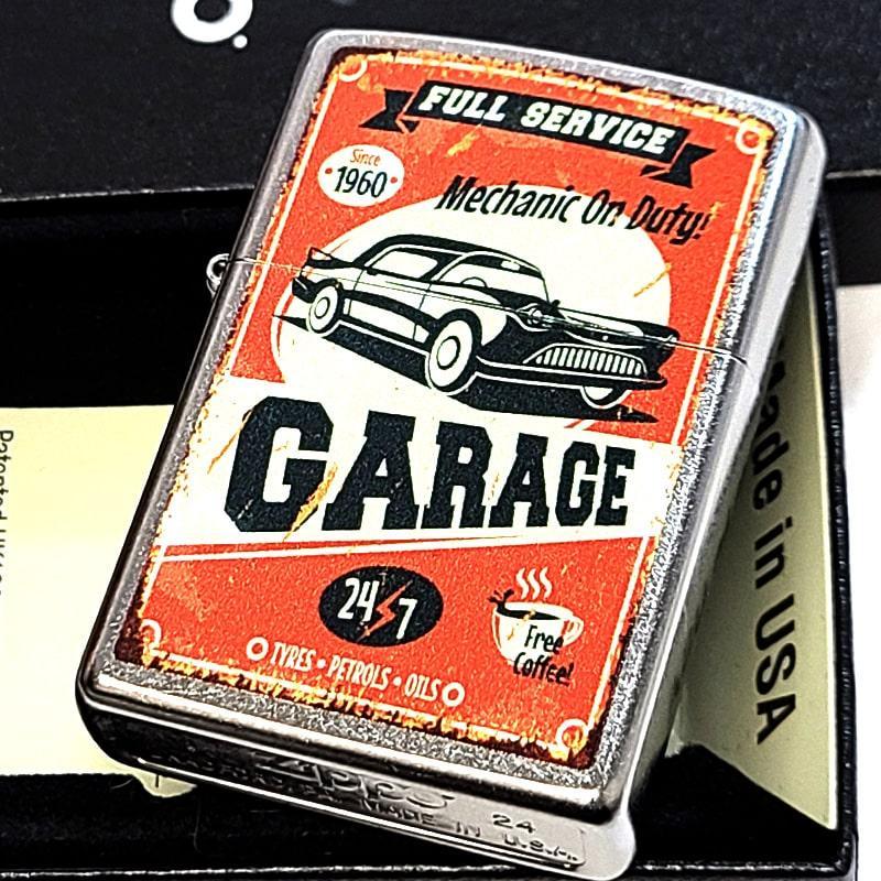 ZIPPO クラシック デザイン 車 ジッポ ライター 銀 ガレージ アメリカン